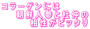 コラーゲンには 　　朝鮮人参と杜仲の 　　　　相性がピッタリ